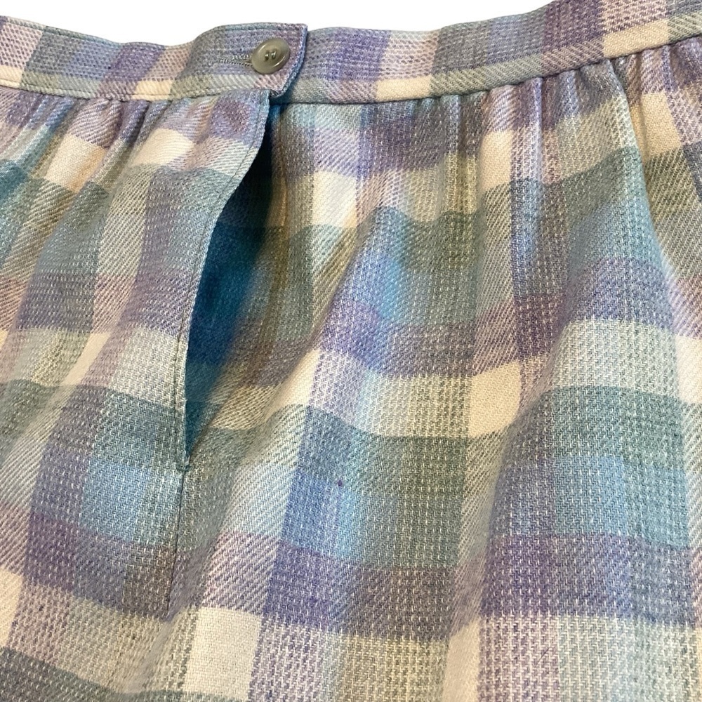 Pendleton Skirt Sz 8 Blue Vintage Virgin Wool Midi Plaid Pockets EUC - Picture 5 of 7